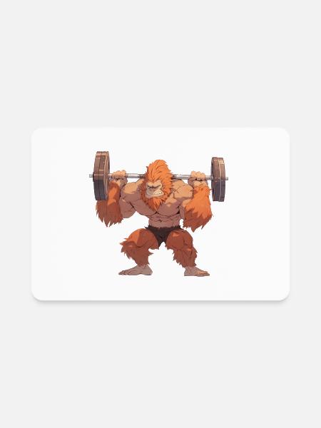 Orangutan Squatting - Rectangle Magnet - white - Front