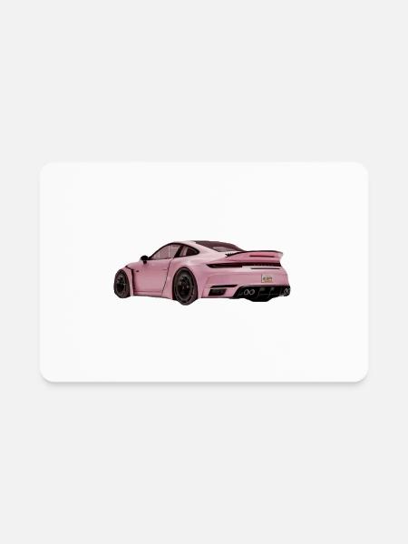 Sleek Pink Sports Car Illustration - Rectangle Magnet - white - Front