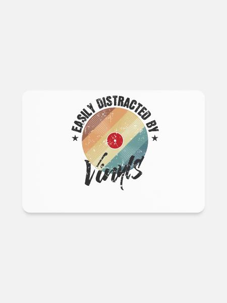 Easily Distracted by Vinyls Record - Rectangle Magnet - white - Front