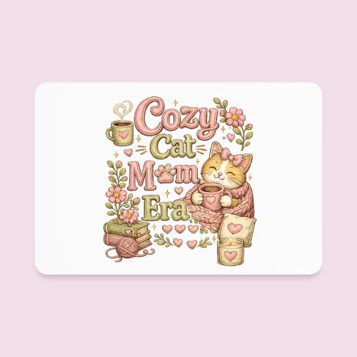 Cozy Cat Mom Era Faux Stitched Design - Rectangle Magnet