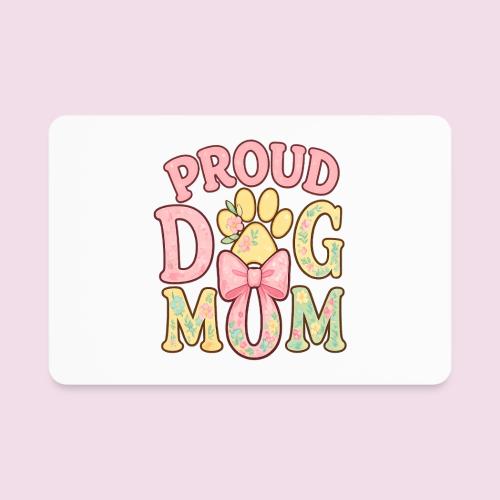 Proud Dog Mom Floral Paw Bow - Rectangle Magnet