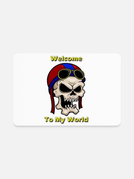 Welcome to My World Skull Fighter Pilot - Rectangle Magnet - white - Front