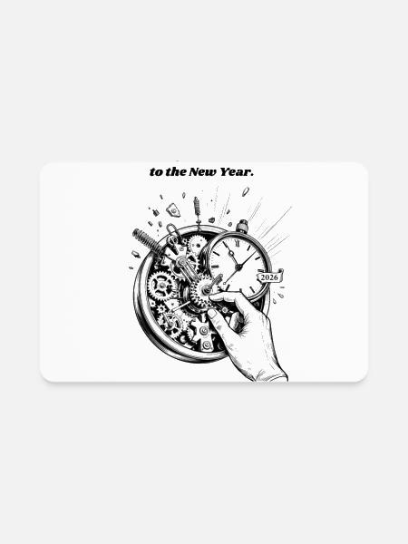 New Year Countdown T-Shirt | Minimalist Clockwork - Rectangle Magnet - white - Front