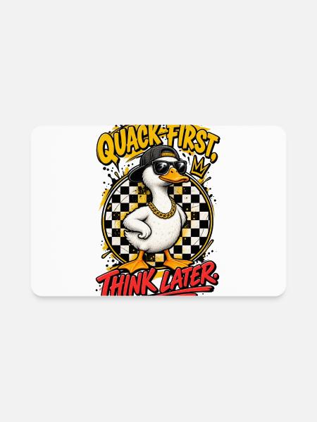 Quack First Think Later Cool Gangster Duck Streetw - Rectangle Magnet - white - Front