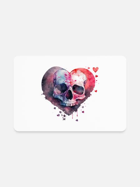 Skull Art Design Watercolor - Rectangle Magnet - white - Front