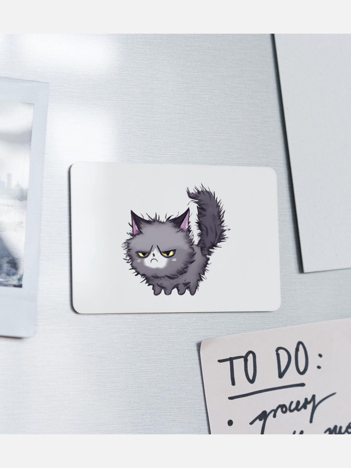 Grumpy Cat Messy Hair - Rectangle Magnet - white - Front