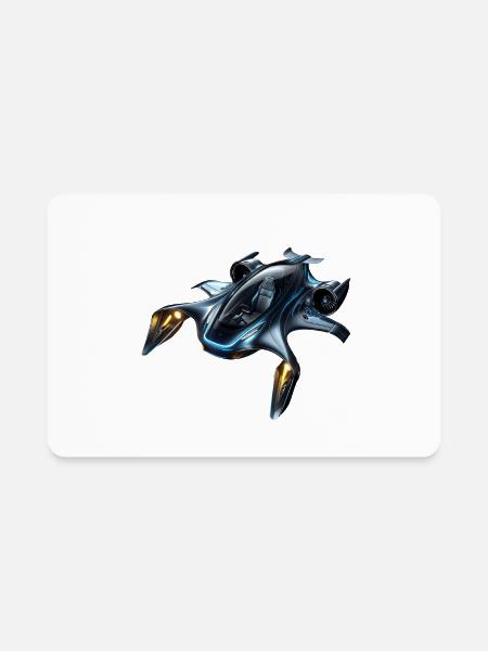 Sleek Futuristic Flying Car - Rectangle Magnet - white - Front