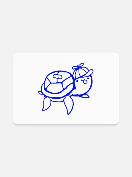 Water turtle child teenager cap chewing gum bubble - Rectangle Magnet - white - Front