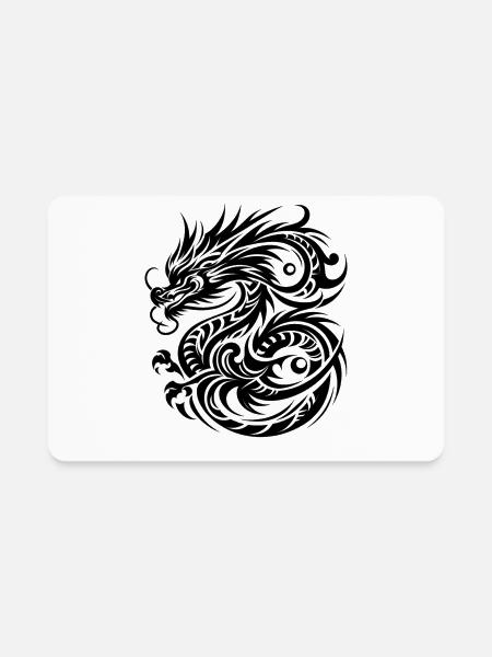 Mystical Dragon Tribal Tattoo Design - Rectangle Magnet - white - Front