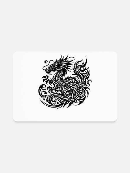 Dragon Tribal Tattoo Artistic Design - Rectangle Magnet - white - Front