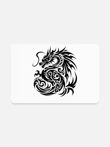 Dragon Tribal Tattoo Artistic Symbol Design - Rectangle Magnet - white - Front