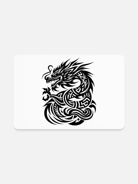 Dragon Tribal Tattoo Artistic Design - Rectangle Magnet - white - Front