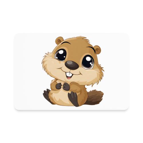 Adorable Cartoon Baby Beaver with Big Eyes - Rectangle Magnet