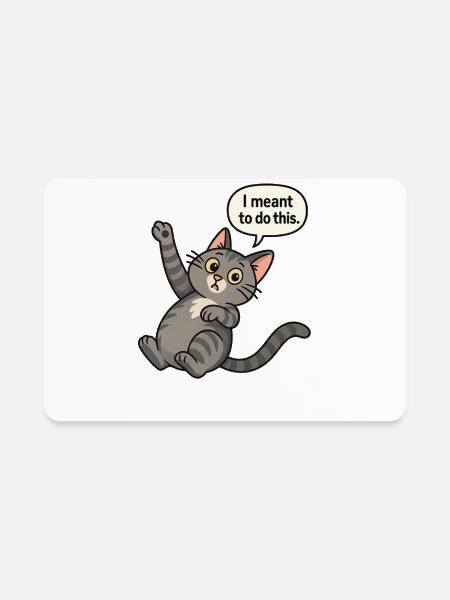 Whimsical Cat with Speech Bubble Design - Rectangle Magnet - white - Front