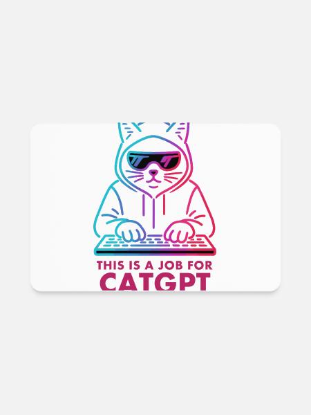 CatGPT Keyboard Hustle - Rectangle Magnet - white - Front