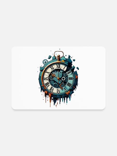 Steampunk Clockwork Melting Timepiece - Rectangle Magnet - white - Front