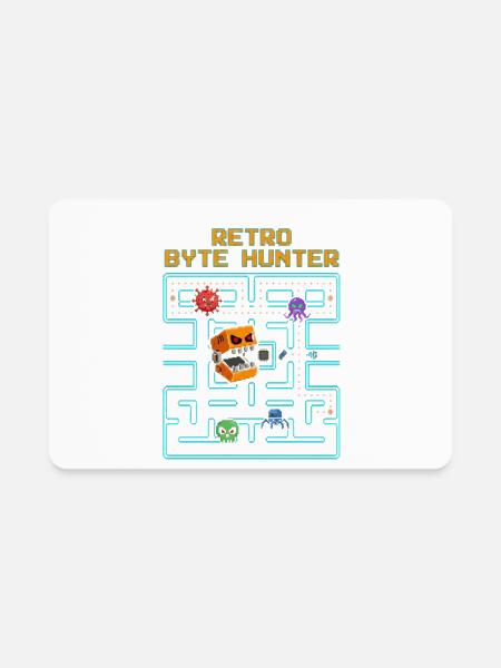 Retro Byte Hunter Arcade Gamer Pixel Art - Rectangle Magnet - white - Front