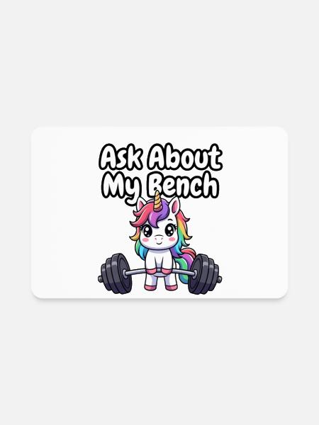 Bench-Pressing Unicorn - Rectangle Magnet - white - Front