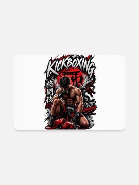 Kickboxing Warrior in Red Flame - Rectangle Magnet - white - Front