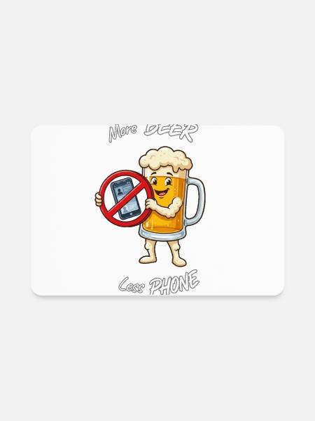 More Beer, Less Phone - Rectangle Magnet - white - Front