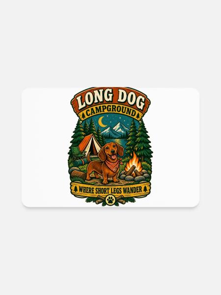 Long Dog Campground Dachshund Camping   - Rectangle Magnet - white - Front