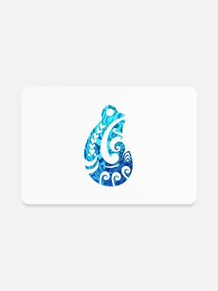 Maori Fishhook Hei Matau Tribal Tattoo Paua Shell - Rectangle Magnet - white - Front