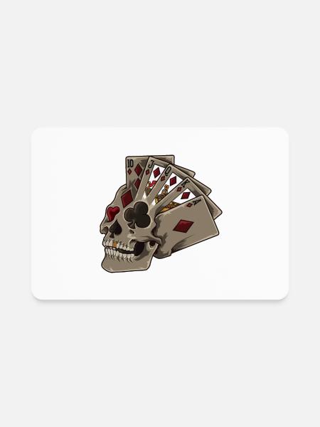 Poker Skull | Card Dealer Gambler Luck Jackpot - Rectangle Magnet - white - Front