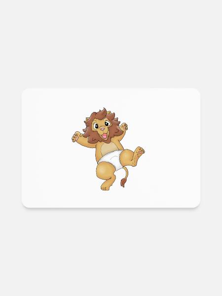 Cute Lion Baby in Diapers Design (ideal gift) - Rectangle Magnet - white - Front