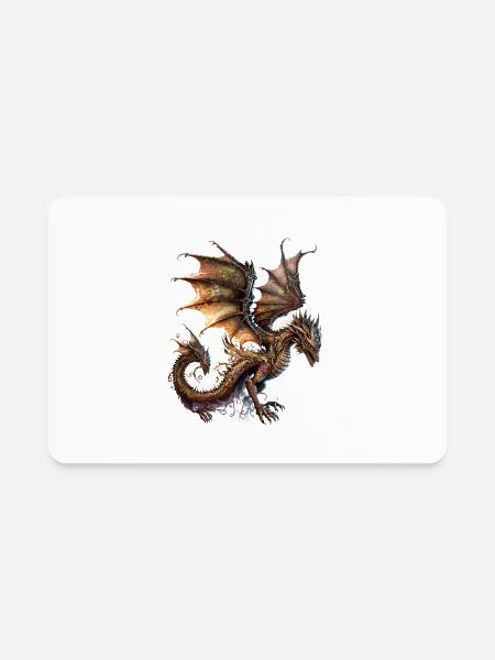 Brown Fantasy Dragon - Rectangle Magnet - white - Front