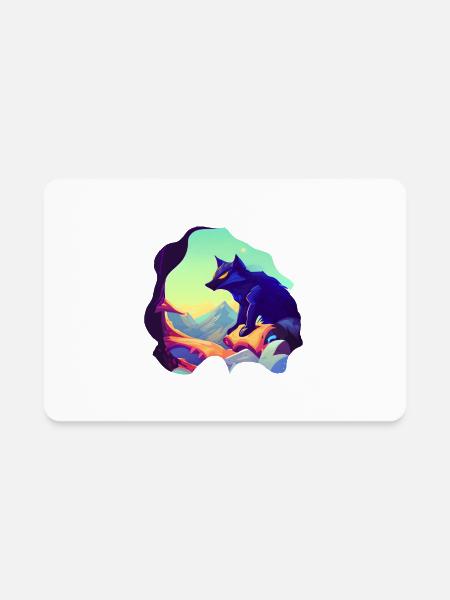 fantasy wolf animal - Rectangle Magnet - white - Front