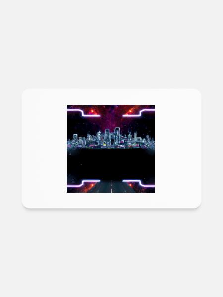 Neon Cyber City - Rectangle Magnet - white - Front
