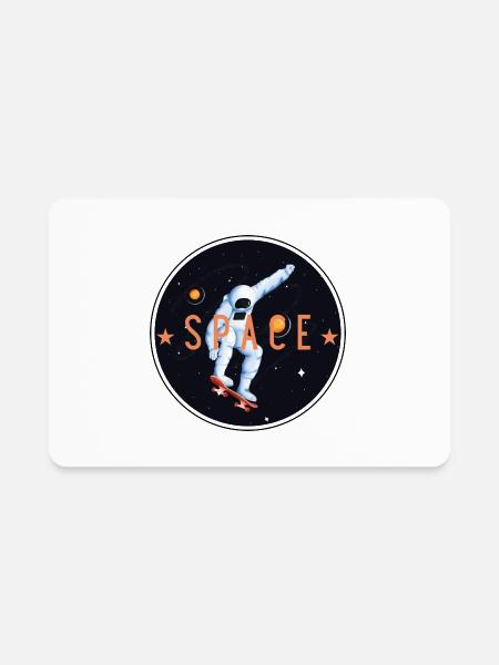 SKATING IN SPACE| FUNNY SPACE DESIGN| SPACE ADVENT - Rectangle Magnet - white - Front