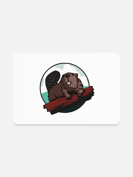 DESIGNBeaver on a Log - Rectangle Magnet - white - Front