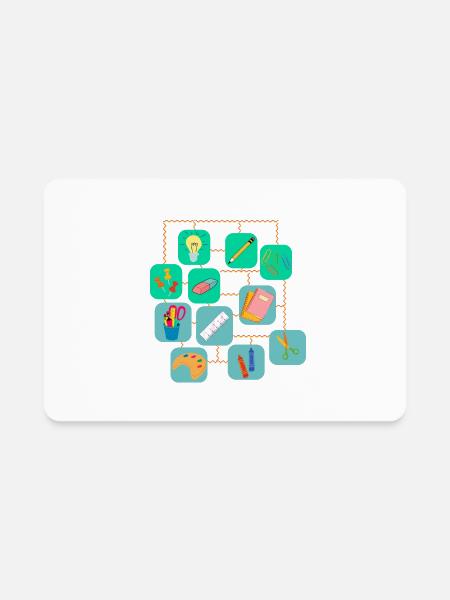 school supplies collection - Rectangle Magnet - white - Front