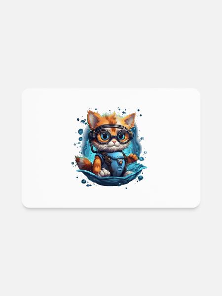 Playful Kitten Dives Deep - Rectangle Magnet - white - Front