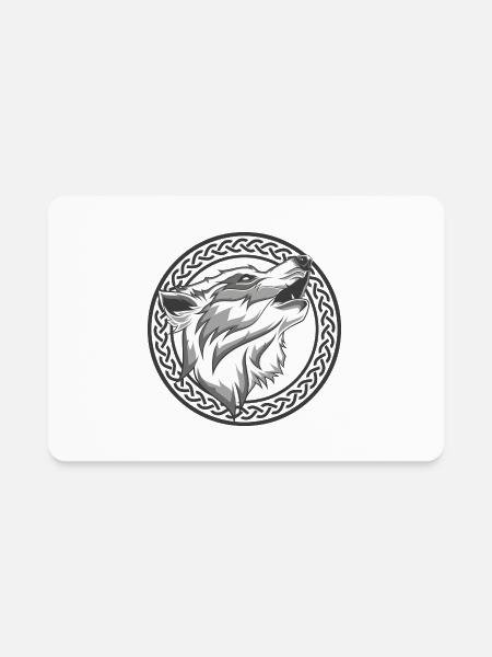 Viking Wolf Nordic Gray Scandinavia - Rectangle Magnet - white - Front