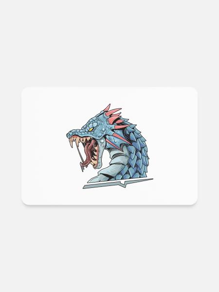 Dragon Blue Bookworm Fantasy Nerd Fantasy - Rectangle Magnet - white - Front