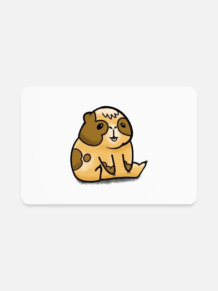 Sitting Squat Guinea Pig - Rectangle Magnet - white - Front
