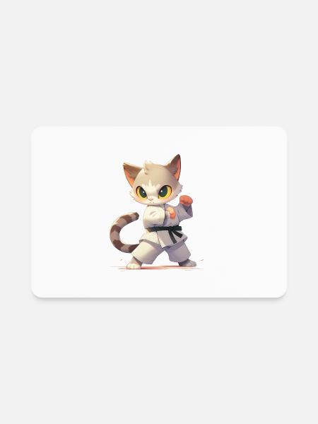 Black-belt Kitty - Rectangle Magnet - white - Front