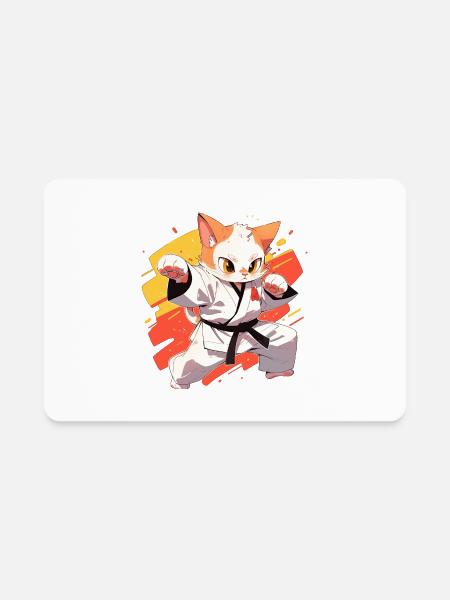 Karate Cat - Rectangle Magnet - white - Front