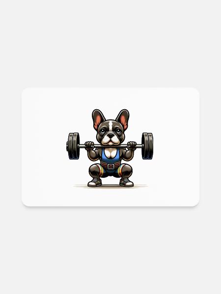 CrossFit Squat Champ: French Bulldog Power - Rectangle Magnet - white - Front
