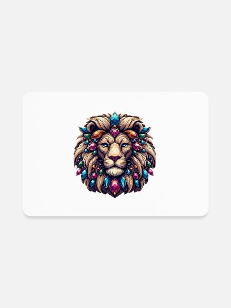Lion's Majesty Digital Art with Precious Gemstone - Rectangle Magnet - white - Front