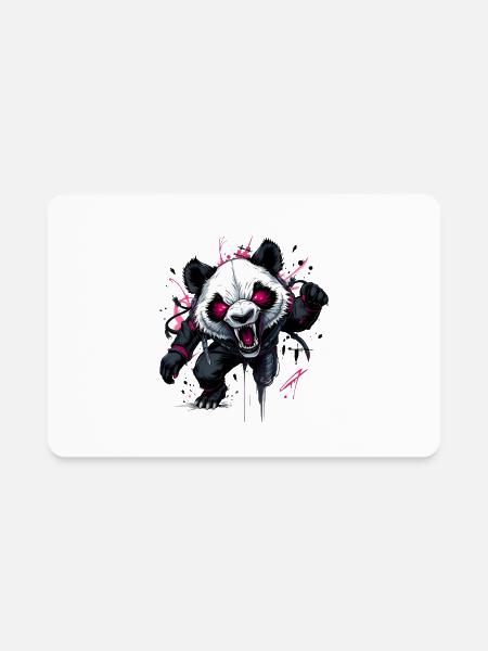 Angry Cyber Panda Bear - Rectangle Magnet - white - Front