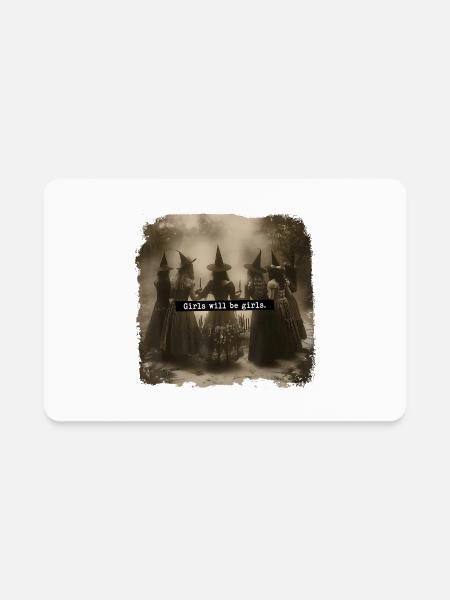 Girl Will Be Girls Witch Halloween Funny Witchy Vi - Rectangle Magnet - white - Front