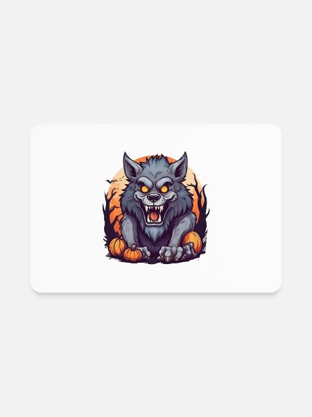 Halloween Werewolf Pumpkin - Rectangle Magnet - white - Front