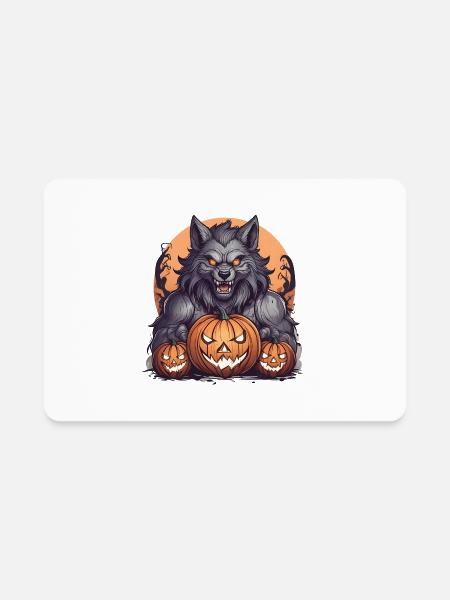 Halloween Werewolf Pumpkin - Rectangle Magnet - white - Front
