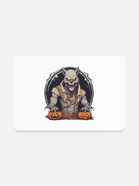 Halloween Werewolf Pumpkin - Rectangle Magnet - white - Front