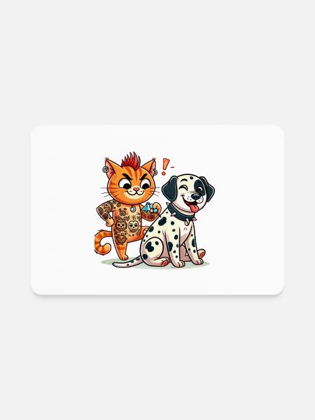 Dalmatian Dog Tattoo Cat Funny - Rectangle Magnet - white - Front