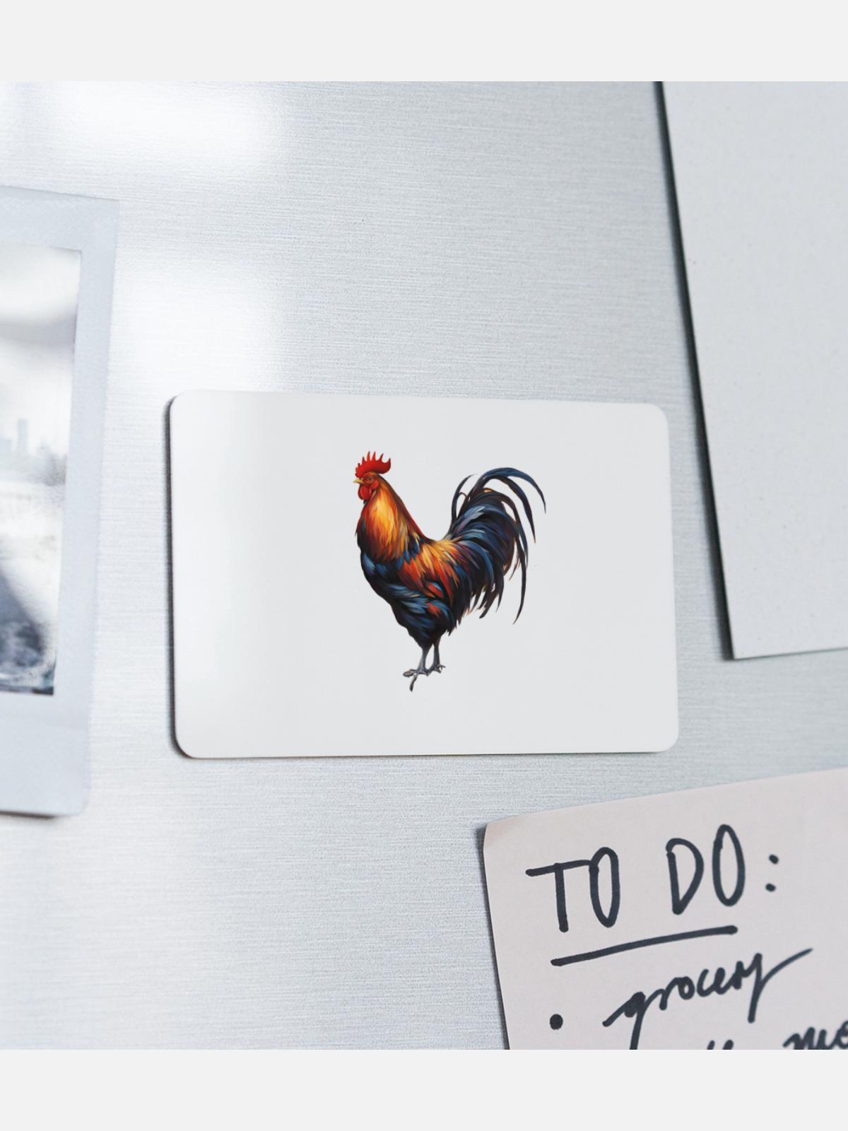 Rooster - "Cluck Commander" - Rectangle Magnet - white - Front