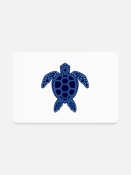 Blue Neon Lava Sea Turtle Design - Rectangle Magnet - white - Front